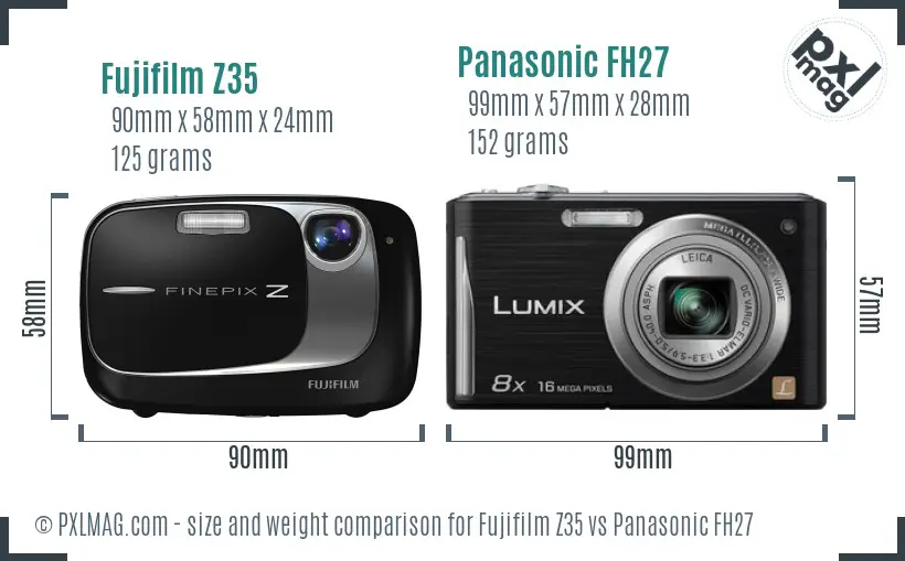 Fujifilm Z35 vs Panasonic FH27 size comparison Fujifilm Z35 vs Panasonic FH27 size comparison