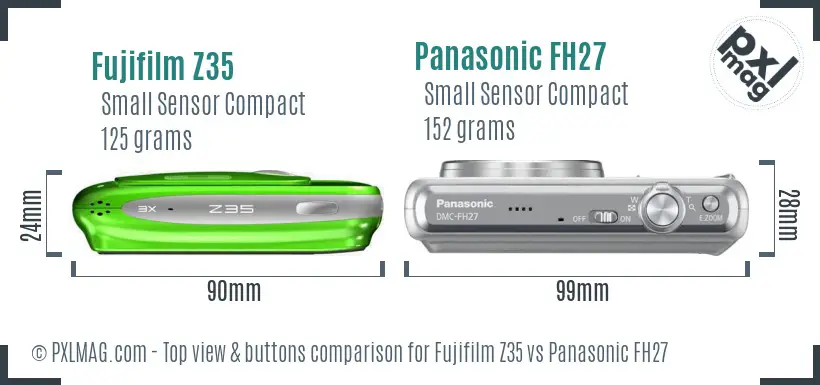 Fujifilm Z35 vs Panasonic FH27 top view buttons comparison Fujifilm Z35 vs Panasonic FH27 top view buttons comparison