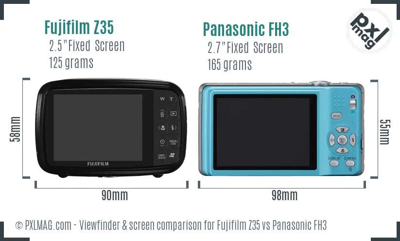 Fujifilm Z35 vs Panasonic FH3 Screen and Viewfinder comparison Fujifilm Z35 vs Panasonic FH3 Screen and Viewfinder comparison
