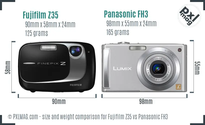 Fujifilm Z35 vs Panasonic FH3 size comparison Fujifilm Z35 vs Panasonic FH3 size comparison