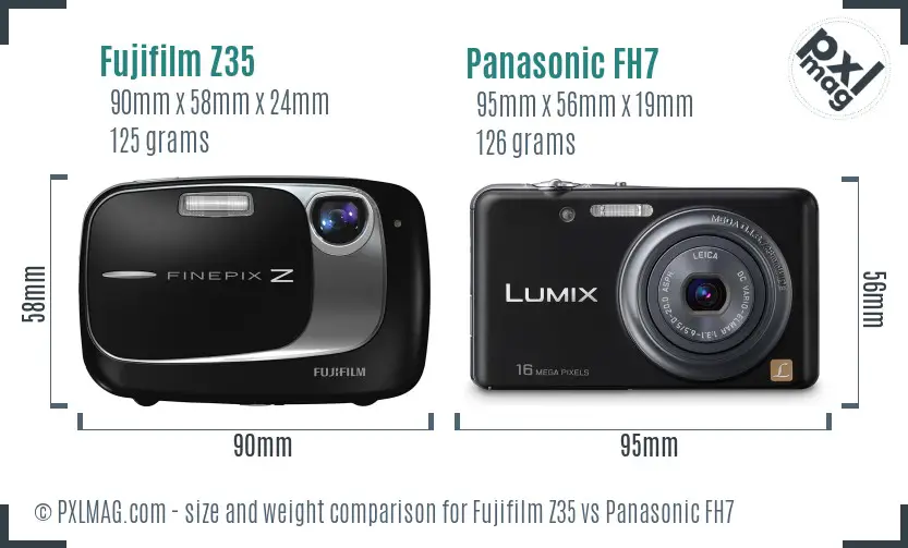 Fujifilm Z35 vs Panasonic FH7 size comparison