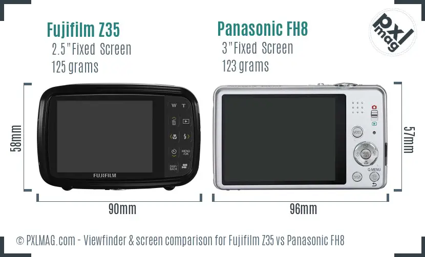 Fujifilm Z35 vs Panasonic FH8 Screen and Viewfinder comparison