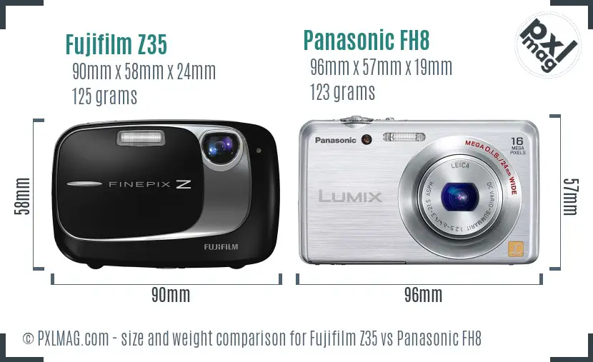 Fujifilm Z35 vs Panasonic FH8 size comparison