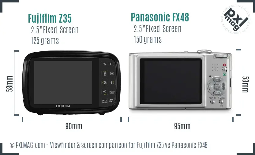 Fujifilm Z35 vs Panasonic FX48 Screen and Viewfinder comparison