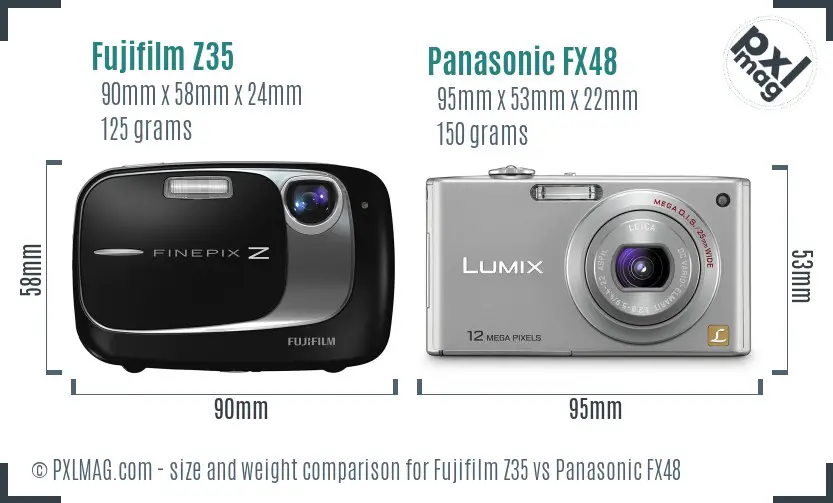 Fujifilm Z35 vs Panasonic FX48 size comparison