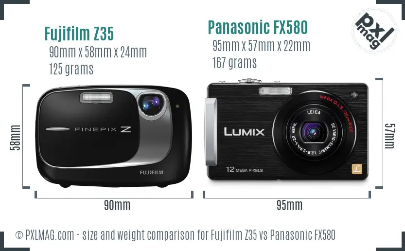 Fujifilm Z35 vs Panasonic FX580 size comparison