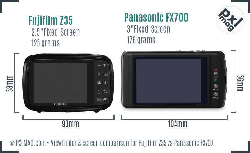 Fujifilm Z35 vs Panasonic FX700 Screen and Viewfinder comparison