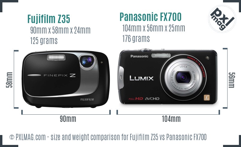 Fujifilm Z35 vs Panasonic FX700 size comparison Fujifilm Z35 vs Panasonic FX700 size comparison