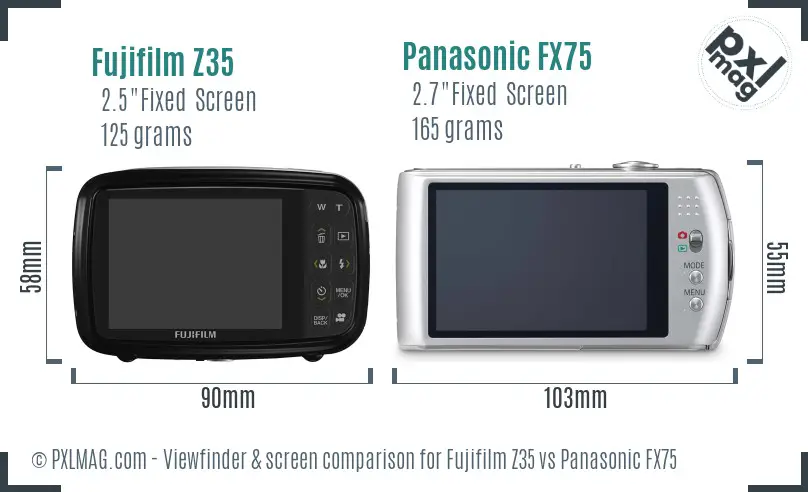 Fujifilm Z35 vs Panasonic FX75 Screen and Viewfinder comparison