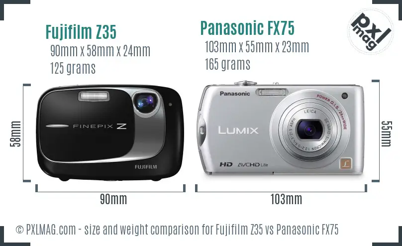 Fujifilm Z35 vs Panasonic FX75 size comparison
