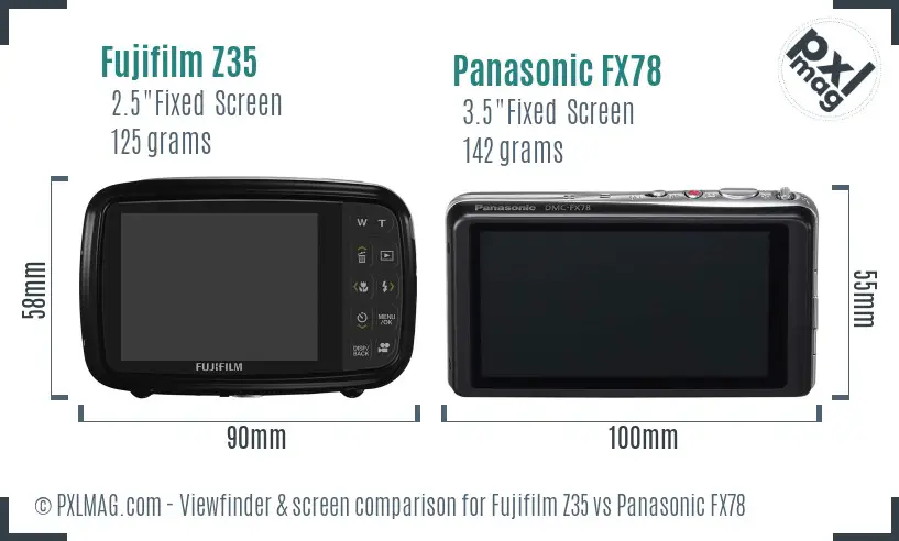 Fujifilm Z35 vs Panasonic FX78 Screen and Viewfinder comparison Fujifilm Z35 vs Panasonic FX78 Screen and Viewfinder comparison