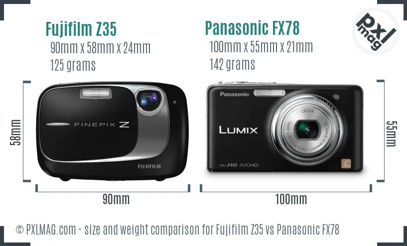 Fujifilm Z35 vs Panasonic FX78 size comparison Fujifilm Z35 vs Panasonic FX78 size comparison