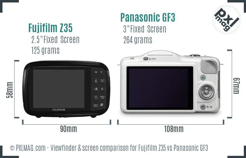 Fujifilm Z35 vs Panasonic GF3 Screen and Viewfinder comparison