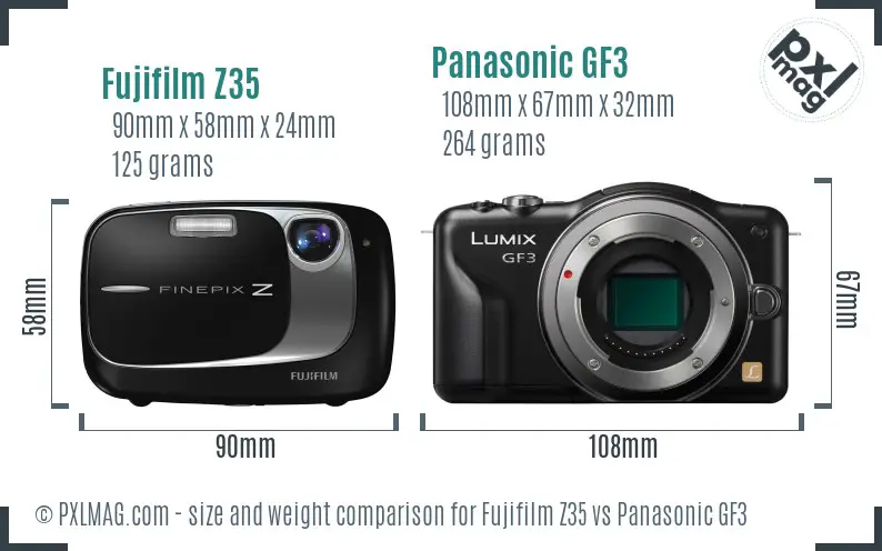 Fujifilm Z35 vs Panasonic GF3 size comparison