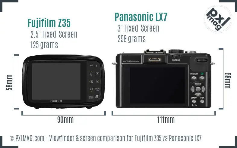 Fujifilm Z35 vs Panasonic LX7 Screen and Viewfinder comparison