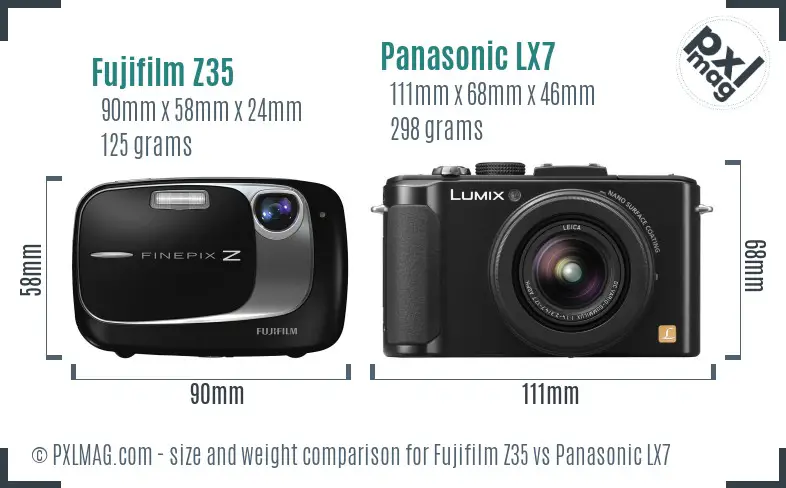 Fujifilm Z35 vs Panasonic LX7 size comparison