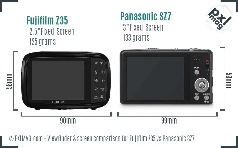 Fujifilm Z35 vs Panasonic SZ7 Screen and Viewfinder comparison