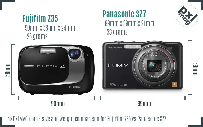 Fujifilm Z35 vs Panasonic SZ7 size comparison