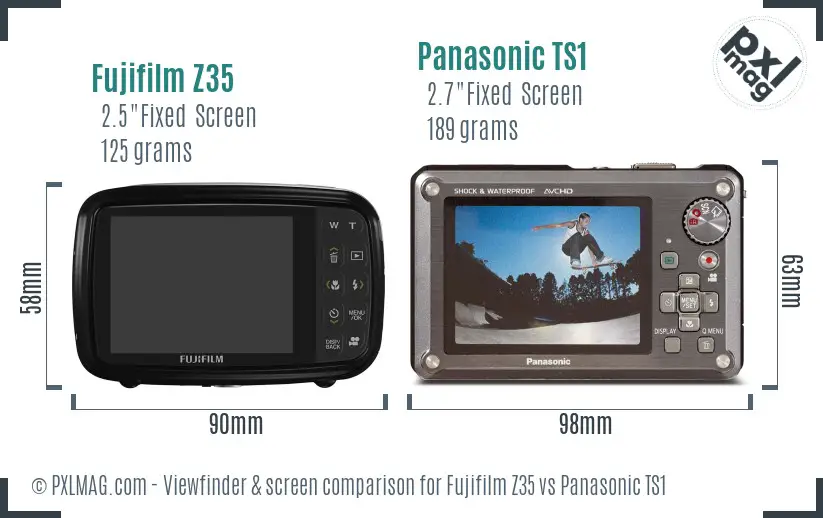 Fujifilm Z35 vs Panasonic TS1 Screen and Viewfinder comparison