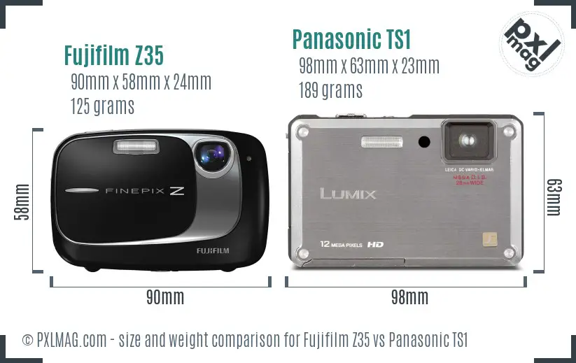 Fujifilm Z35 vs Panasonic TS1 size comparison