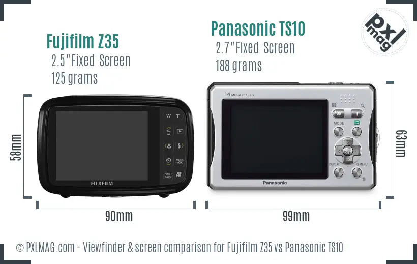 Fujifilm Z35 vs Panasonic TS10 Screen and Viewfinder comparison