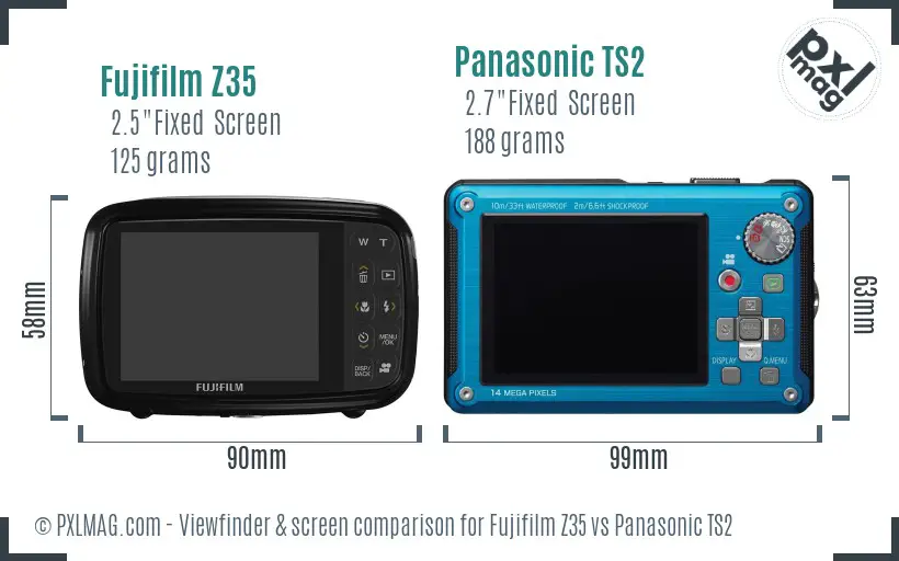 Fujifilm Z35 vs Panasonic TS2 Screen and Viewfinder comparison
