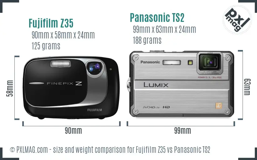 Fujifilm Z35 vs Panasonic TS2 size comparison