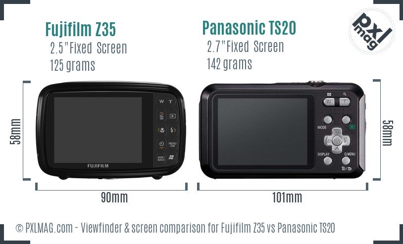 Fujifilm Z35 vs Panasonic TS20 Screen and Viewfinder comparison