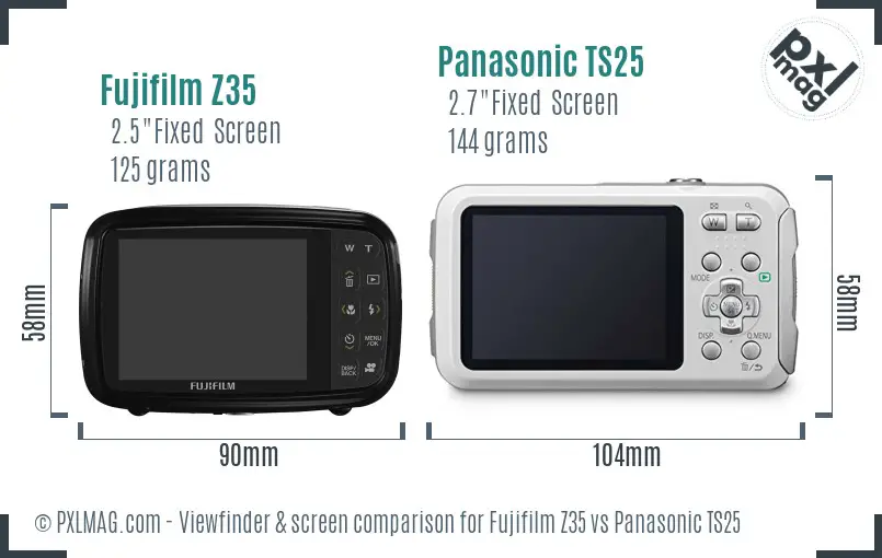 Fujifilm Z35 vs Panasonic TS25 Screen and Viewfinder comparison