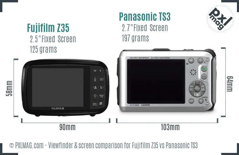 Fujifilm Z35 vs Panasonic TS3 Screen and Viewfinder comparison Fujifilm Z35 vs Panasonic TS3 Screen and Viewfinder comparison