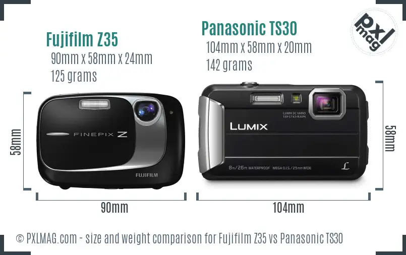 Fujifilm Z35 vs Panasonic TS30 size comparison Fujifilm Z35 vs Panasonic TS30 size comparison
