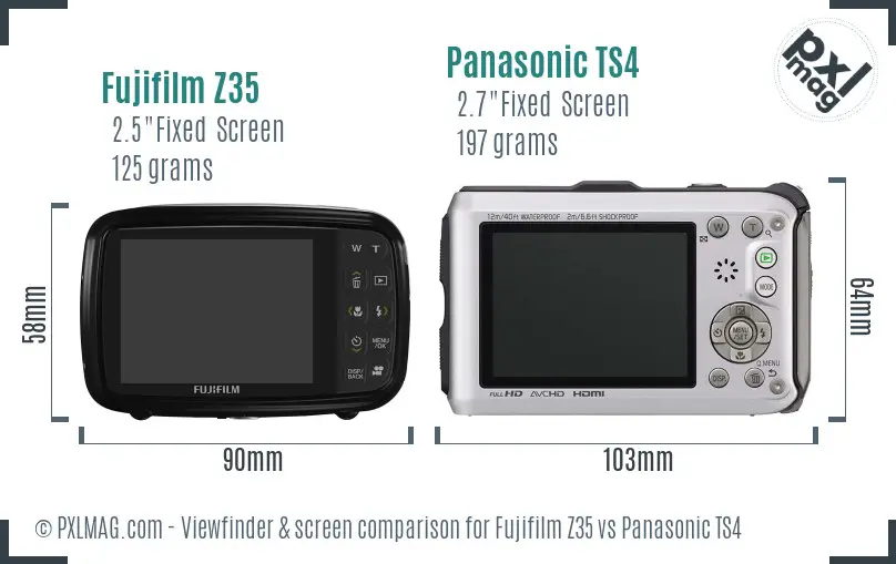 Fujifilm Z35 vs Panasonic TS4 Screen and Viewfinder comparison