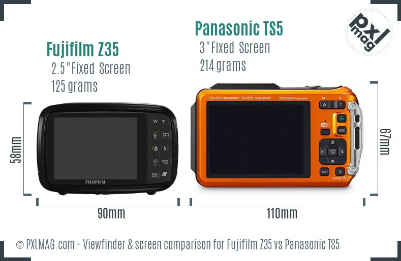 Fujifilm Z35 vs Panasonic TS5 Screen and Viewfinder comparison