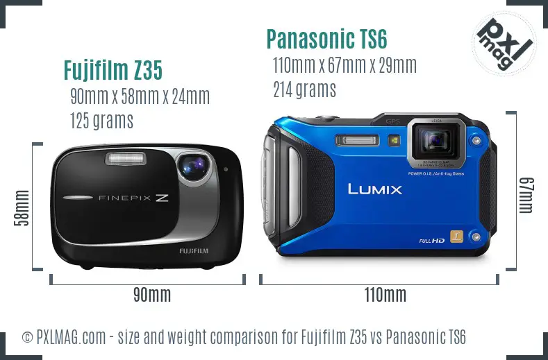 Fujifilm Z35 vs Panasonic TS6 size comparison Fujifilm Z35 vs Panasonic TS6 size comparison