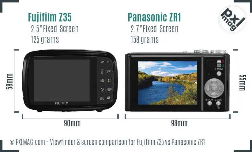 Fujifilm Z35 vs Panasonic ZR1 Screen and Viewfinder comparison