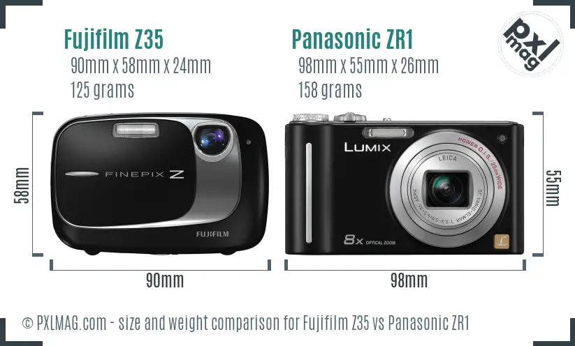 Fujifilm Z35 vs Panasonic ZR1 size comparison