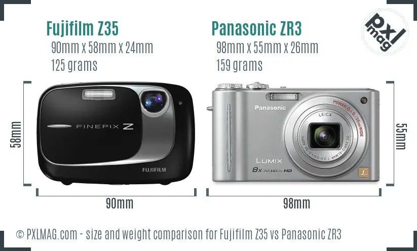 Fujifilm Z35 vs Panasonic ZR3 size comparison Fujifilm Z35 vs Panasonic ZR3 size comparison