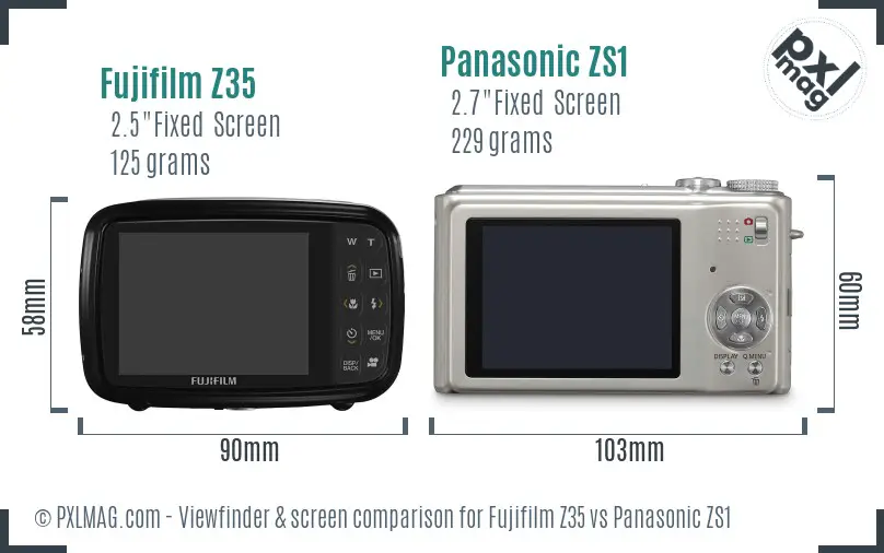 Fujifilm Z35 vs Panasonic ZS1 Screen and Viewfinder comparison Fujifilm Z35 vs Panasonic ZS1 Screen and Viewfinder comparison
