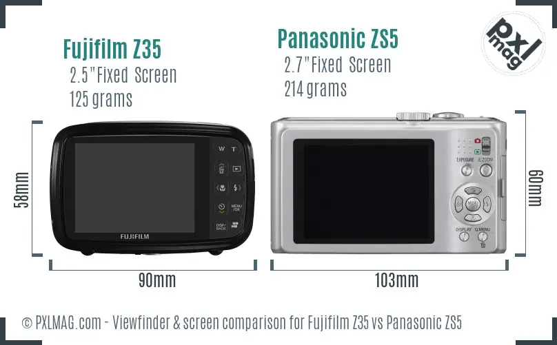 Fujifilm Z35 vs Panasonic ZS5 Screen and Viewfinder comparison Fujifilm Z35 vs Panasonic ZS5 Screen and Viewfinder comparison