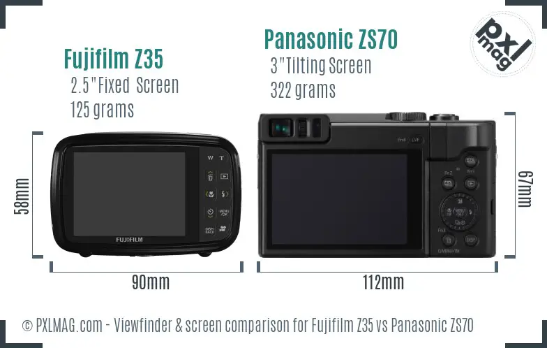 Fujifilm Z35 vs Panasonic ZS70 Screen and Viewfinder comparison