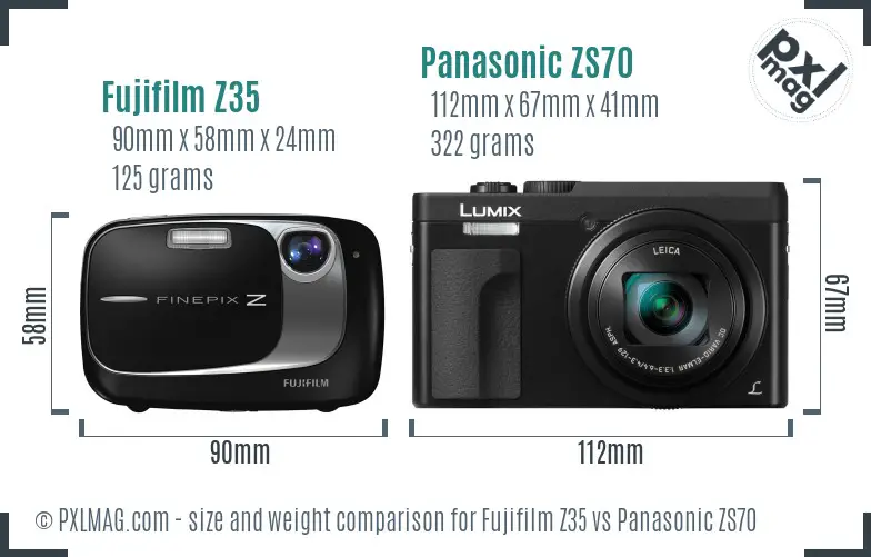 Fujifilm Z35 vs Panasonic ZS70 size comparison