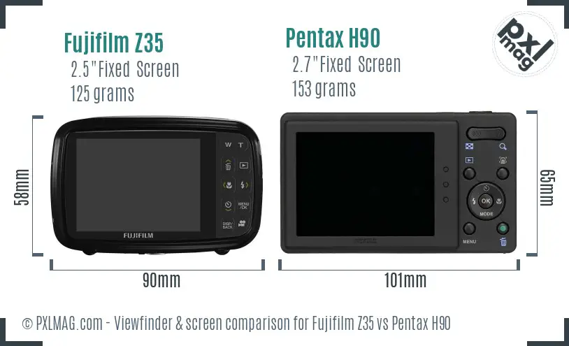 Fujifilm Z35 vs Pentax H90 Screen and Viewfinder comparison