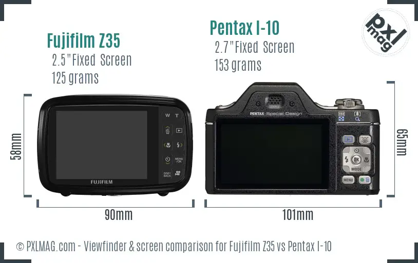 Fujifilm Z35 vs Pentax I-10 Screen and Viewfinder comparison