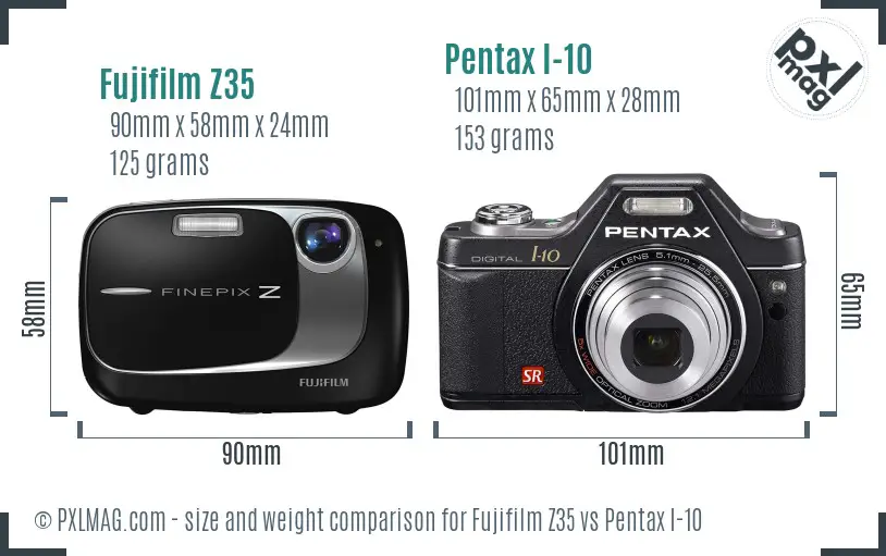 Fujifilm Z35 vs Pentax I-10 size comparison