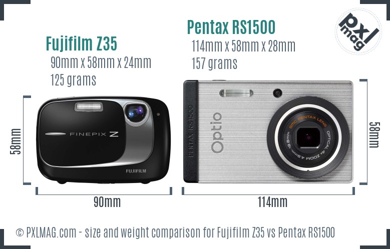 Fujifilm Z35 vs Pentax RS1500 size comparison