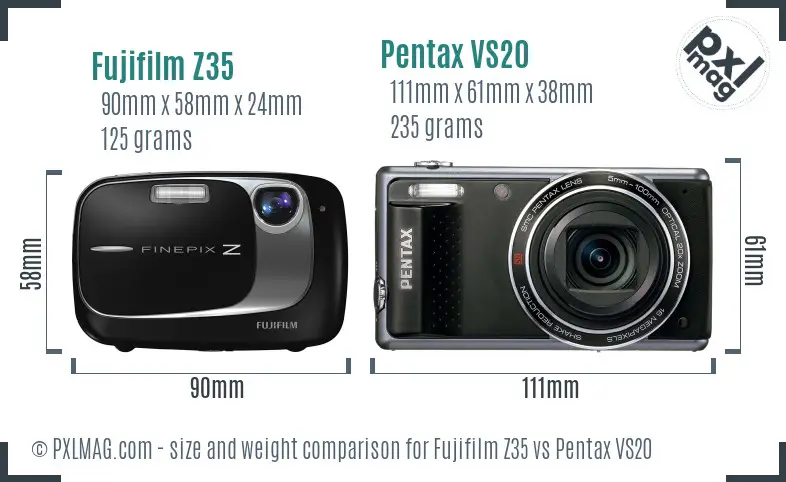 Fujifilm Z35 vs Pentax VS20 size comparison