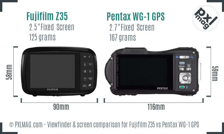 Fujifilm Z35 vs Pentax WG-1 GPS Screen and Viewfinder comparison