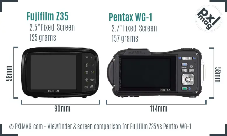 Fujifilm Z35 vs Pentax WG-1 Screen and Viewfinder comparison
