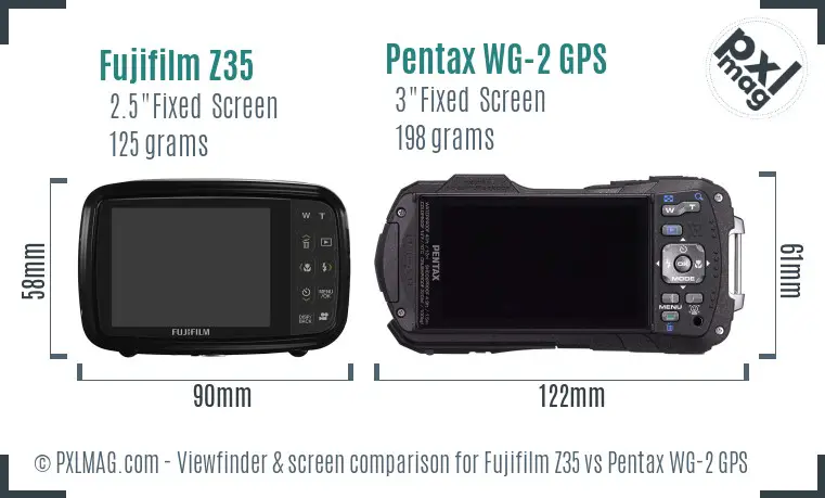 Fujifilm Z35 vs Pentax WG-2 GPS Screen and Viewfinder comparison