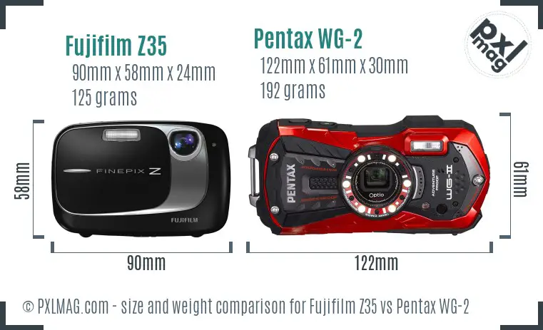 Fujifilm Z35 vs Pentax WG-2 size comparison Fujifilm Z35 vs Pentax WG-2 size comparison